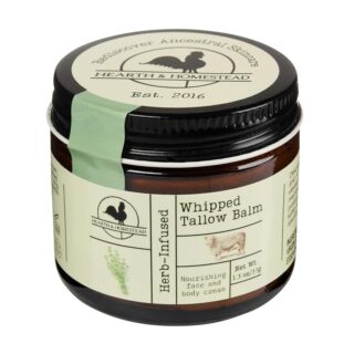 Handmade Whipped Tallow Balm – Unscented, herb-infused organic body butter in 1.3 oz jar for eczema, rosacea, and baby skincare