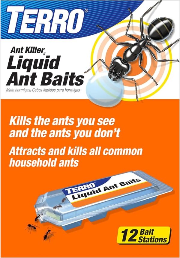 TERRO Ant Killer Bait Stations T300B indoor liquid ant bait traps pack of 12 for effective ant control